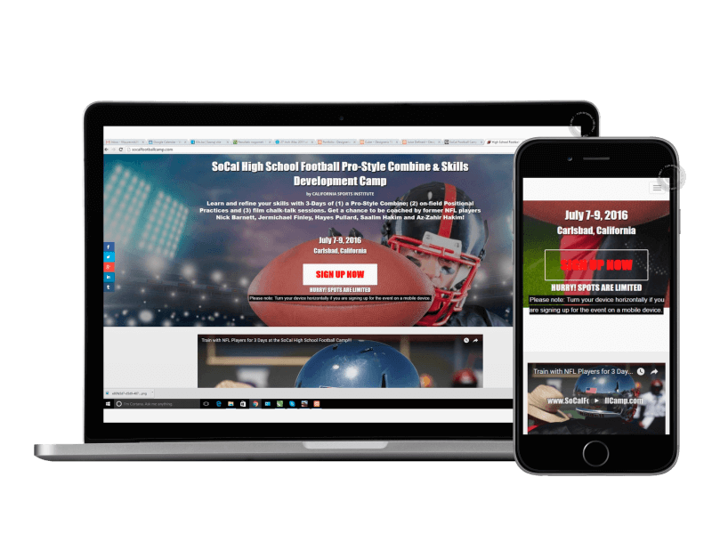 SoCalFootball Camp Web Design
